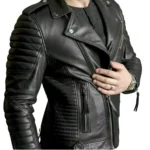 Men’s Black Quilted Biker Leather Jacket