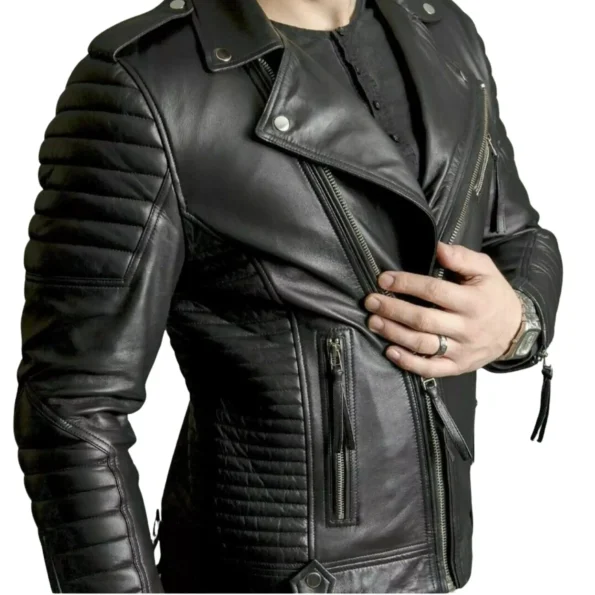 Mens Black Quilted Leather Jacket
