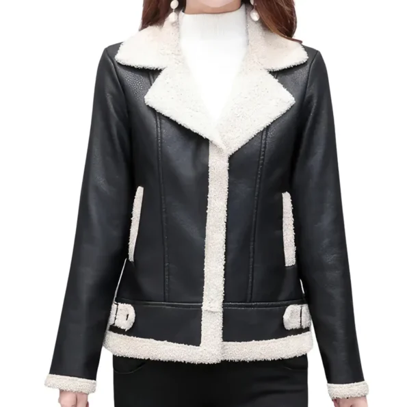 Women’s Black Shearling Leather Jacket