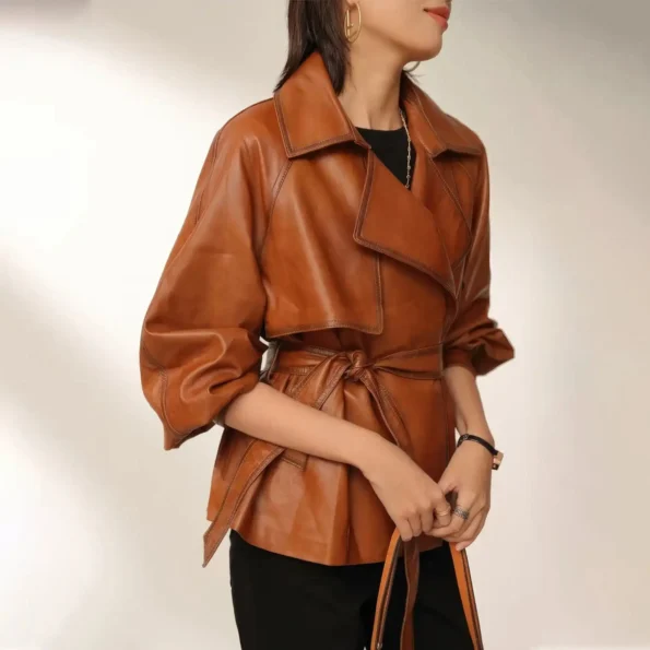 Womens Premium Brown Vintage Leather Jacket